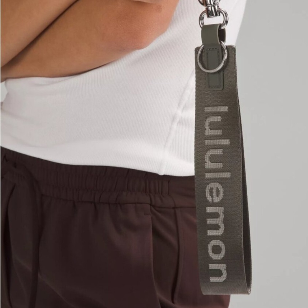Lululemon Never Lost Keychain Grey Sage/White Opal Silver Hardware